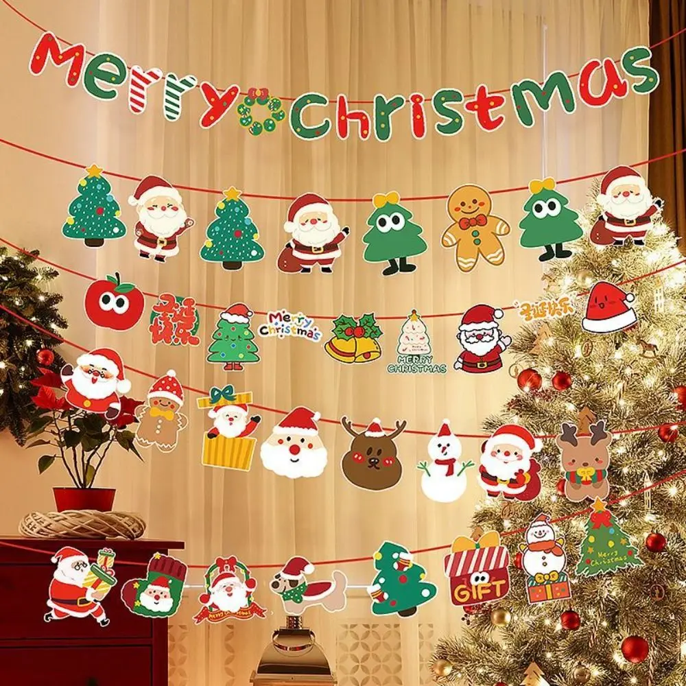 Paper Christmas Banner Christmas Theme Wall Hanging Merry Christmas Decor Pull Flag Design Hanging Ornaments Festive Season