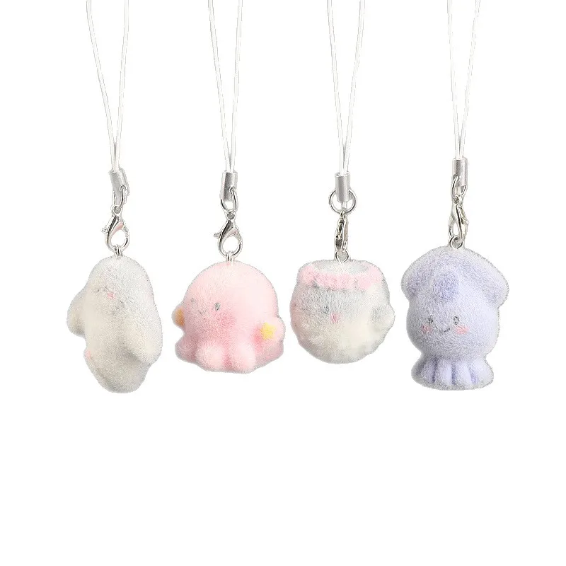 4Pcs Flocked Resin Ocean Series Charms DIY Keychain Backpack Phone Pendants Jewelry Accessories