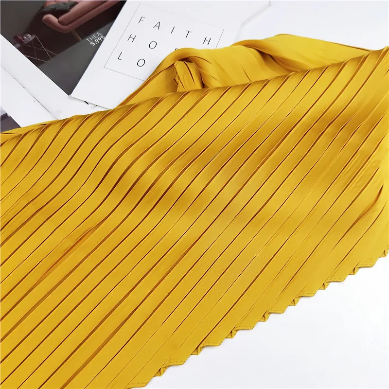 2024 Spring/Summer New Solid color 70*70cm Square Scarf Breathable Pleats Neckerchief Women’s Decorate Imitation Silk Bandannas