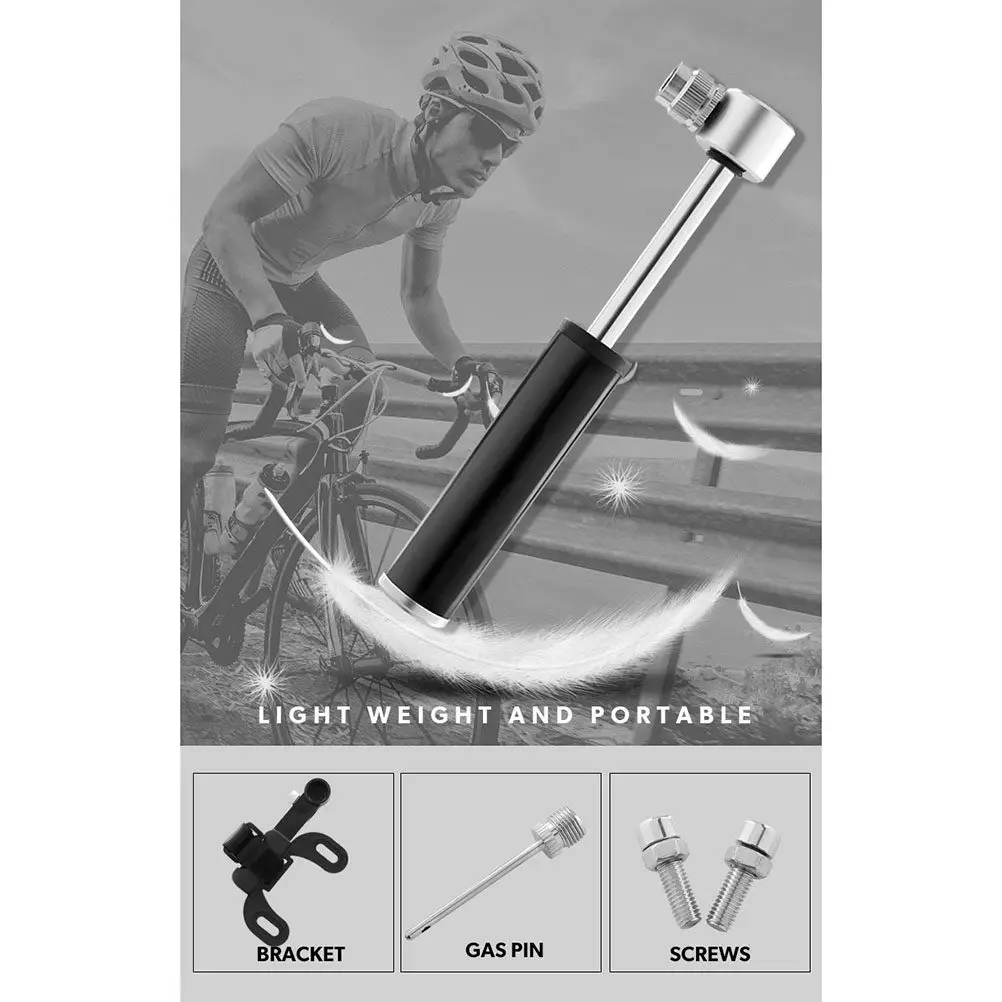 1Set Ultra Compact 120 Psi Bike Air Inflator Portable Tire Pump Aluminum Alloy Easy Bottle Cage Mount Cycling