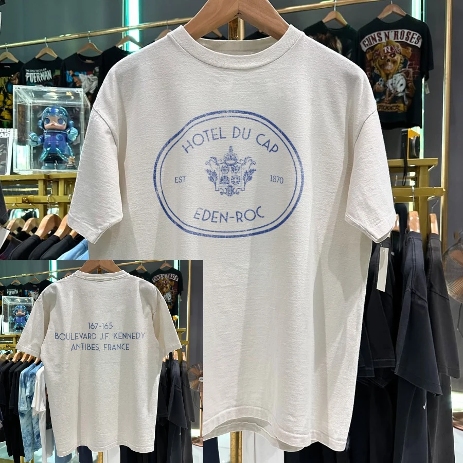 Men's Summer Eden Rock Du Cap Print T-Shirt Unisex Cotton and Breathable Tee Men's Round Neck Oversized Short Sleeve