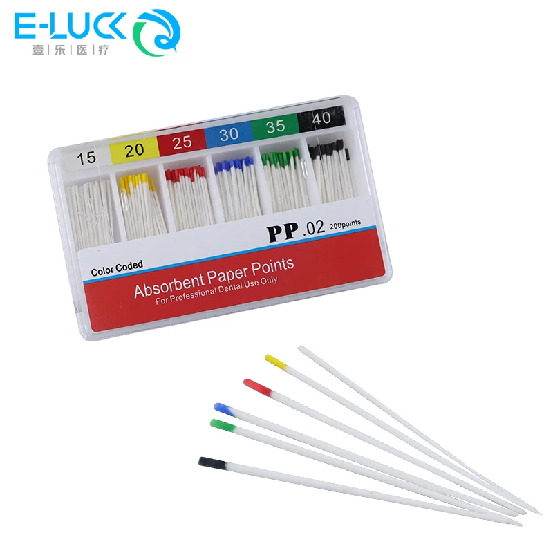 Puntos de papel absorbentes dentales, puntas de papel absorbentes de humedad para endodoncia, consumibles cónicos para dentista, producto 45-80