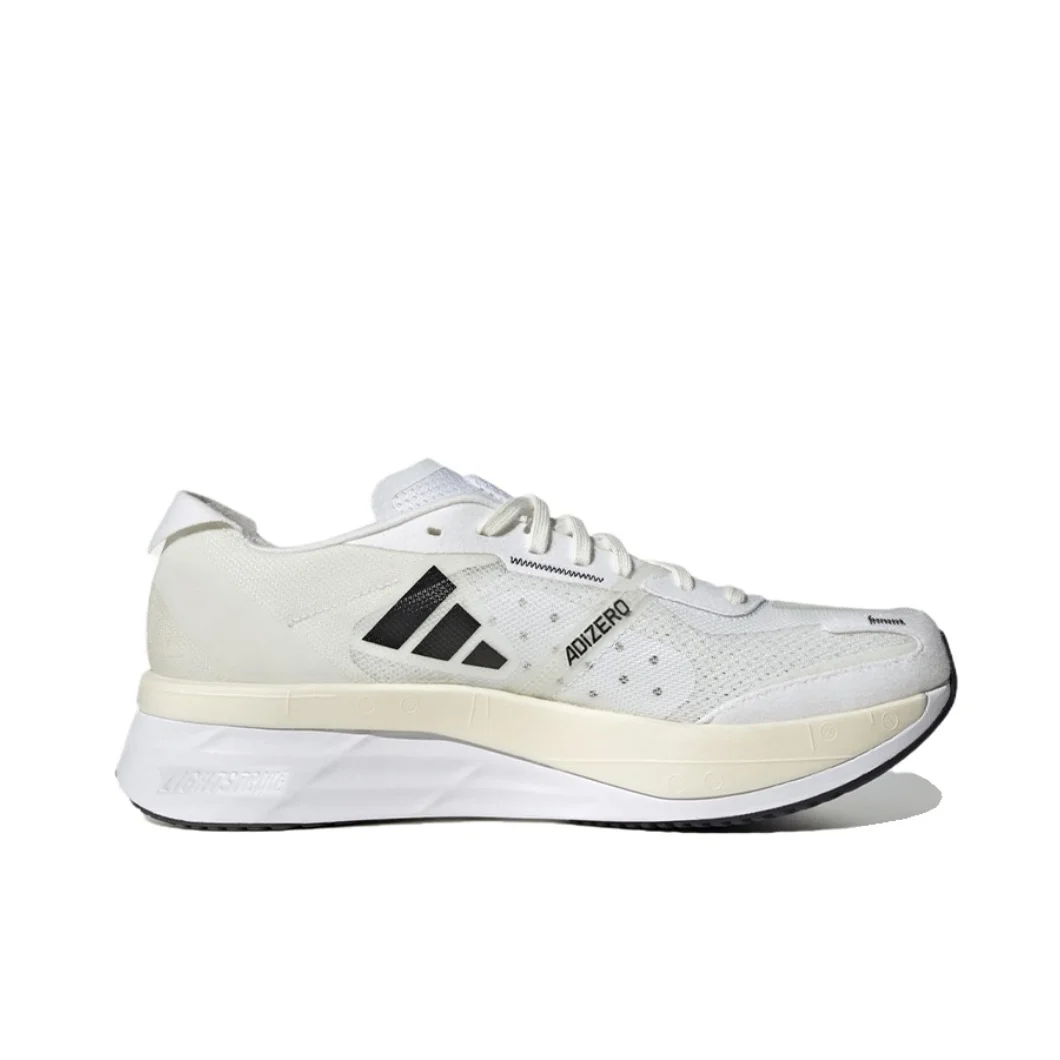 Adidas Adizero Boston 11 Trendy Versatile Low Top Casual Running Shoes Comfortable Shock Absorbing Sneakers Beige White Colorway