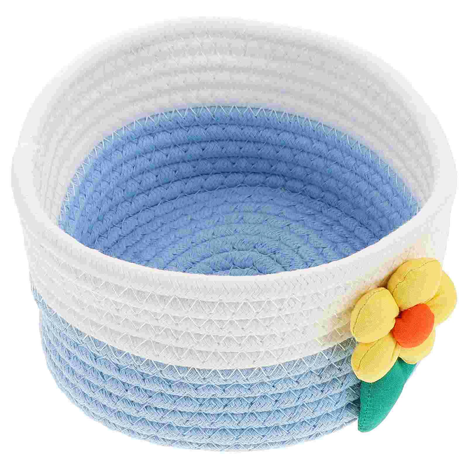 

Storage Bins Jewelry Basket Small Baskets Cotton Rope Manual Box Sundries Woven for Shelves Little