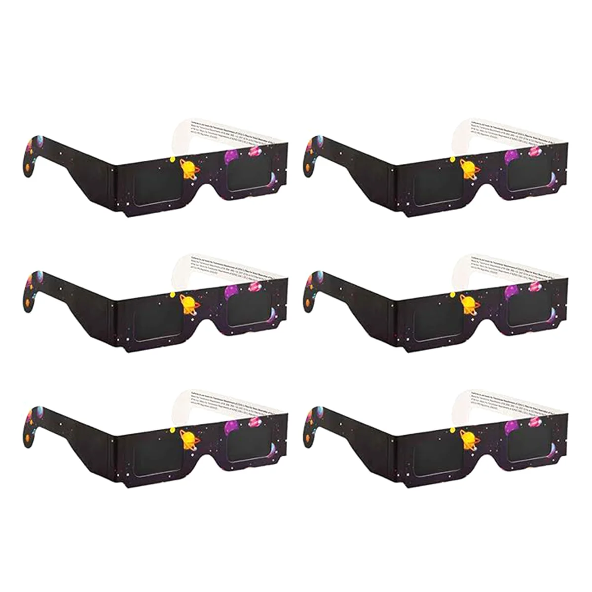 6 Pack Paper Solar Eclipse Glasses Eclipse Shade for Direct Sun Viewing Safe Shades for Direct Sun Viewing