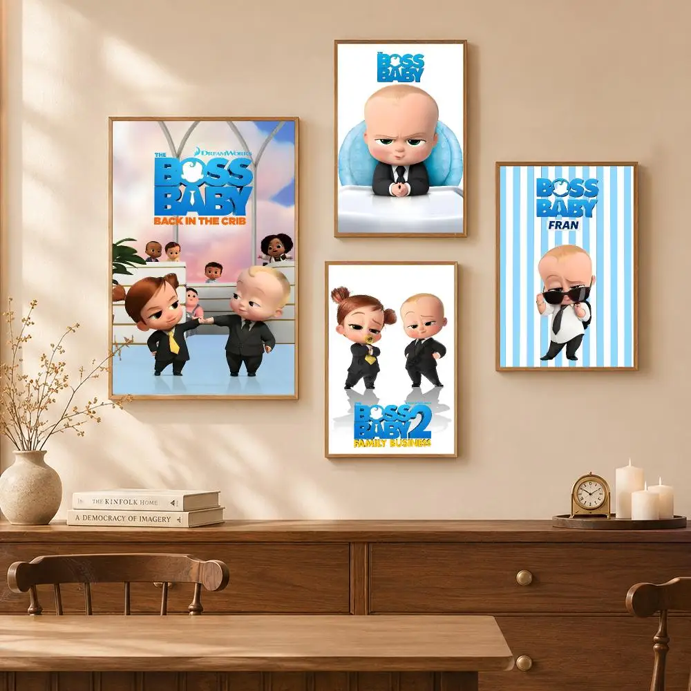 Cartoon Kids T-The Boss Baby Poster Self-Adhesive Wall Art Poster HD Waterproof PP Bedroom Cafe Gym Home Decor Gift