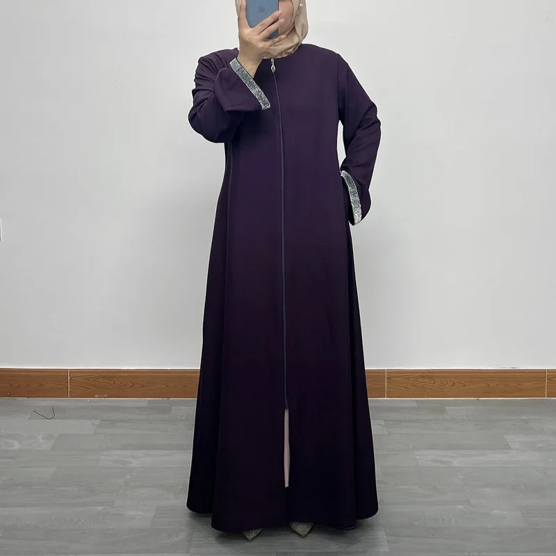 

Eid Jalabiya Dress Women Muslim Eid Casual Abaya with Zipper Long Sleeve Caftan Dresses Ramadan Abayas Dubai Vestido Kaftan Robe