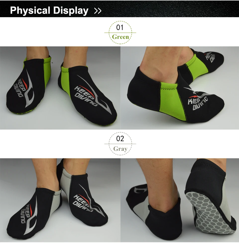 3 mm Neopren bunte Tauchsocken, freche Strandschuhe, Schnorchelausrüstung, Schuhe in Flossen, rutschfeste Heimsocken – Detail 4