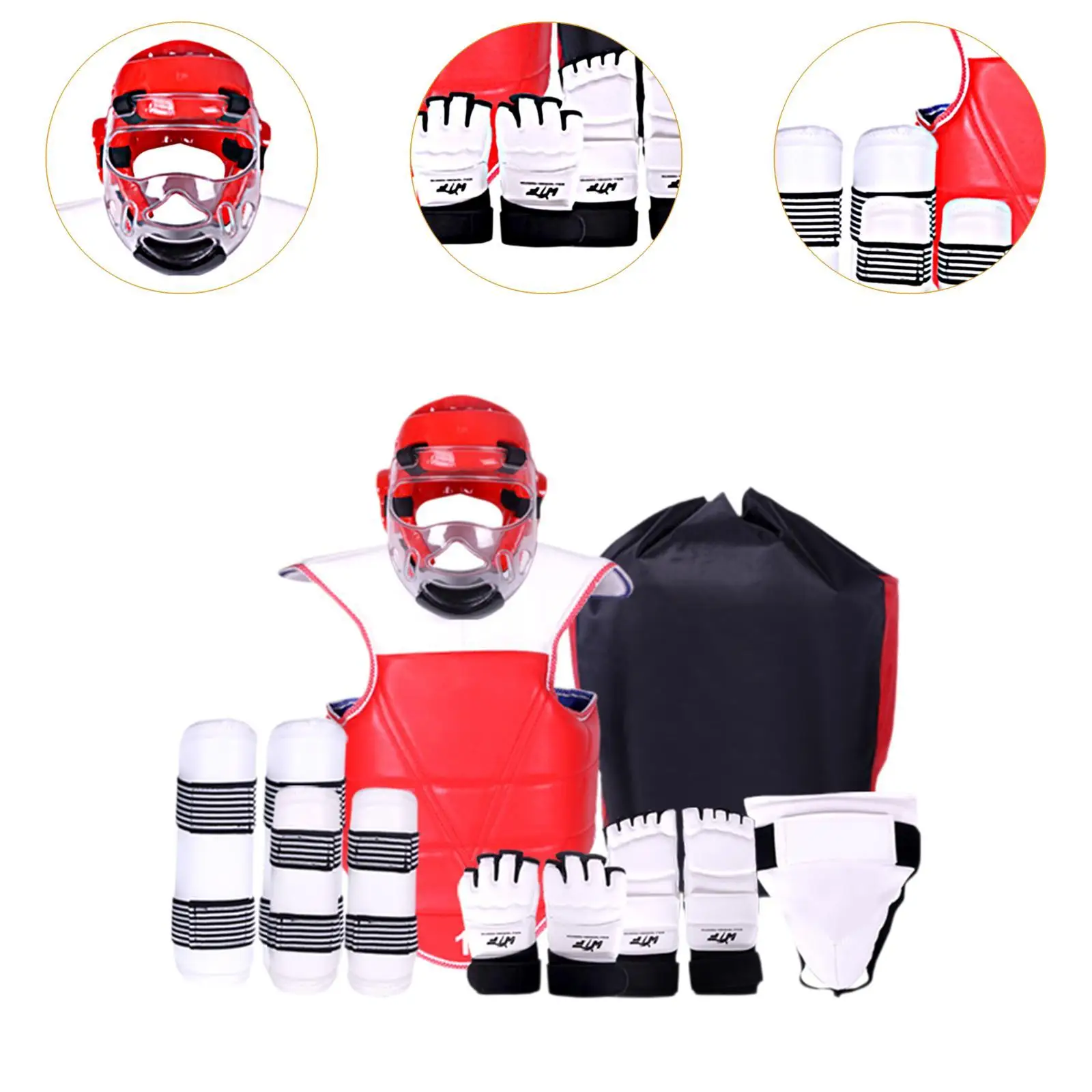 Conjunto de equipamentos de sparring de taekwondo, 8 peças, almofada no peito de taekwondo, corpo de boxe acolchoado