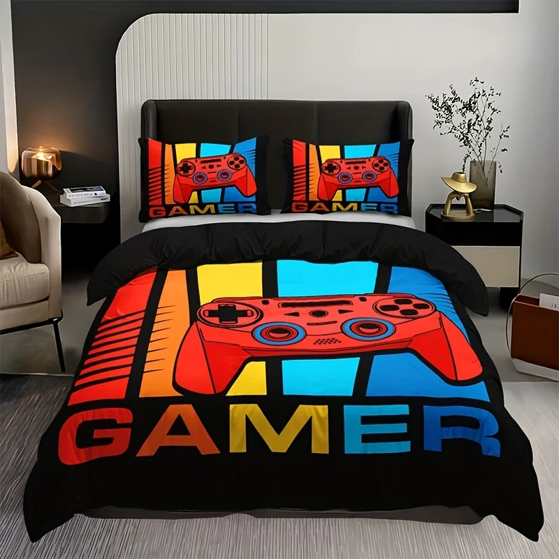 

Colorful Gamepad Print Duvet Cover Set Soft and Comfortable Bedding for Bedroom Includes 1 Duvet Cover and 2 Pillowcases