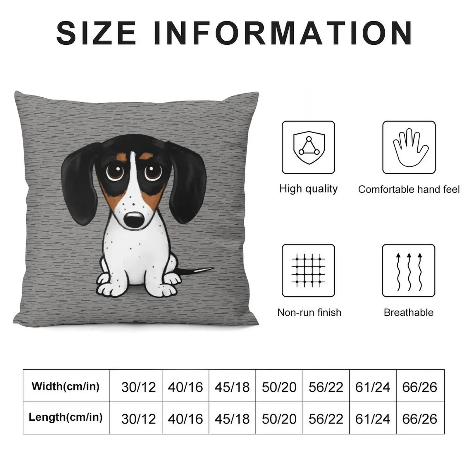 Piebald Dachshund Cute Black, Tan and White Wiener Dog Throw Pillow Sofa Cushions Decorative pillowcase sleeping pillows pillow