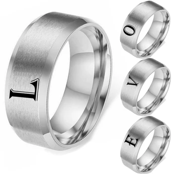 Edelstahl personal isierte Anfangs ring Gravur a bis z Alphabet Siegel leer einfachen Ring Band Ring für Männer Frauen