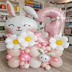 49Pcs Easter Cute Bunny  Balloon 40inch Pink 1-9 Number Foil Balloons Set Girls Birthday Baby Shower Decoration Rabbit Globos