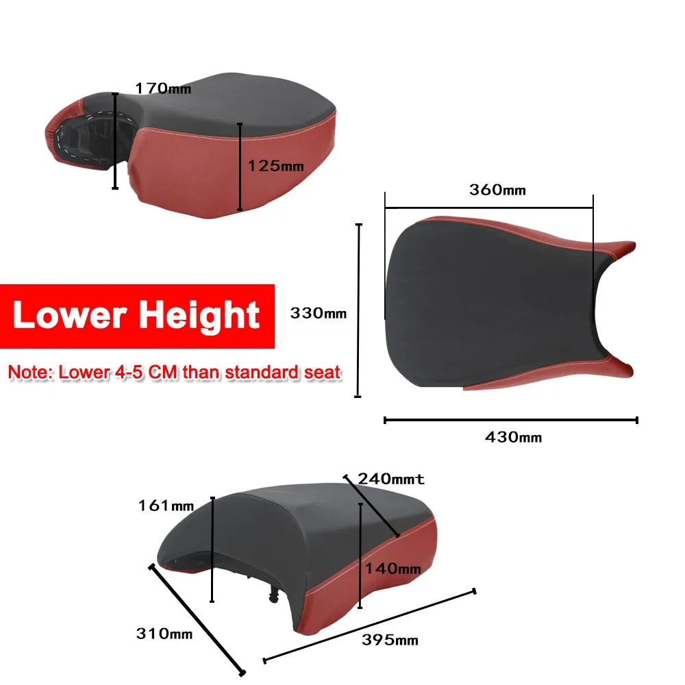 Front Rear Lower Height Seat Pillion Cushion For BMW R1200GS R1250GS ADV LC R1200 R1250GSA Motorcycle Leather Saddle Seat Cover