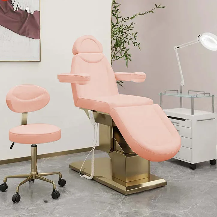 Modern Electric silla Spa body beauty sa lon clinic Massage treatment bed Tables chair podiatry 3 Motors pink beauty bed