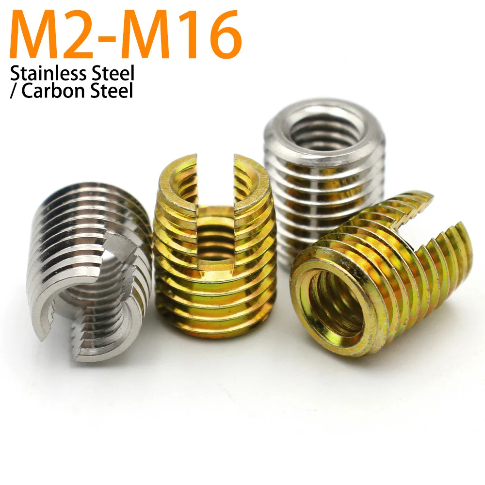 10-2PCS Galvanized / Stainless Steel M2 M2.5 M3 M4 M5 M6 M8 M10~M16 Thread Repair Insert Slotted Self-tapping Screw Sleeve Nuts