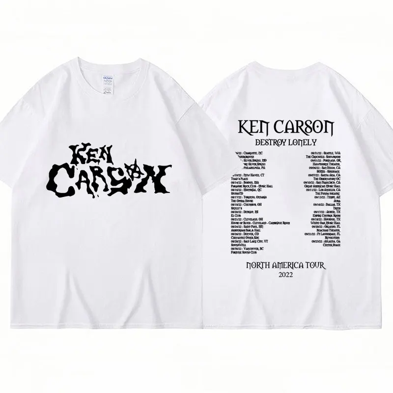 Ken Carson Destroy Lonely North America Tour Tshirt Men's Harajuku Hip Hop Gothic Style T-Shirt Cotton Casual Loose T-shirts Y2k