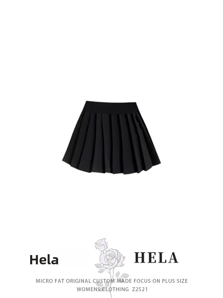 

HELA плюс размер вязаный топ и плиссированная юбка комплект женская внутренняя одежда сладкая и пряная юбка трапециевидной формы с высокой талией осень-зима