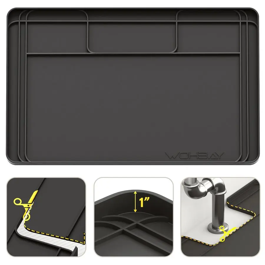 

Коврики под раковину для кухни, водонепроницаемые, подходят для поддона под раковину для кухонных шкафов для ванной комнаты, силиконовая подкладка для раковины