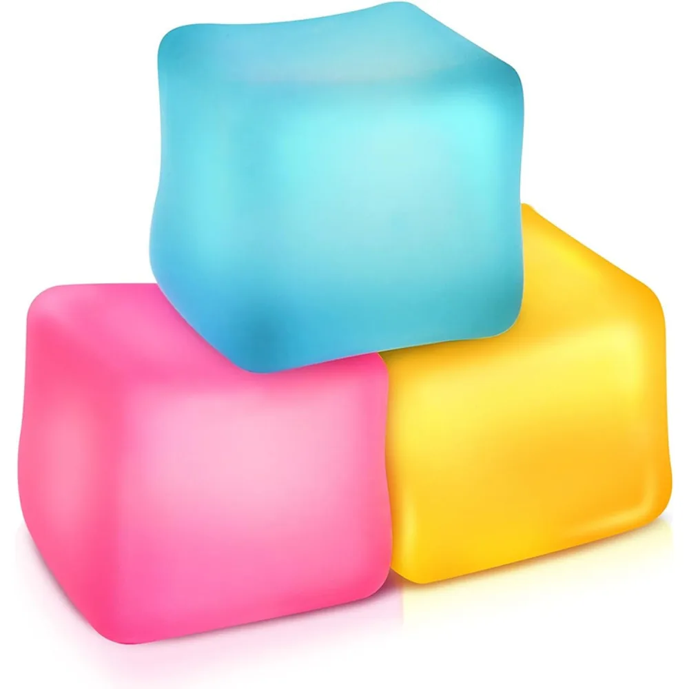 Regalo 5*5cm cubo de hielo pellizco juguete alivio del estrés Mochi bloque de hielo transparente forma de Tofu juguete sensorial niños
