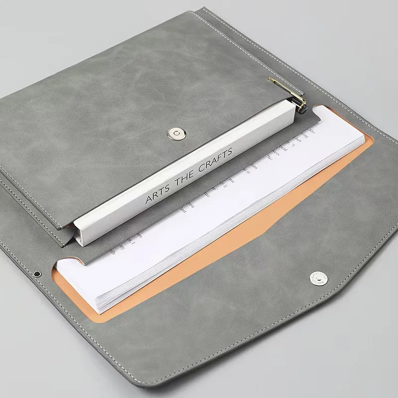 

A4 leather folder, business briefcase, magnetic button, waterproof laptop bag, office manager