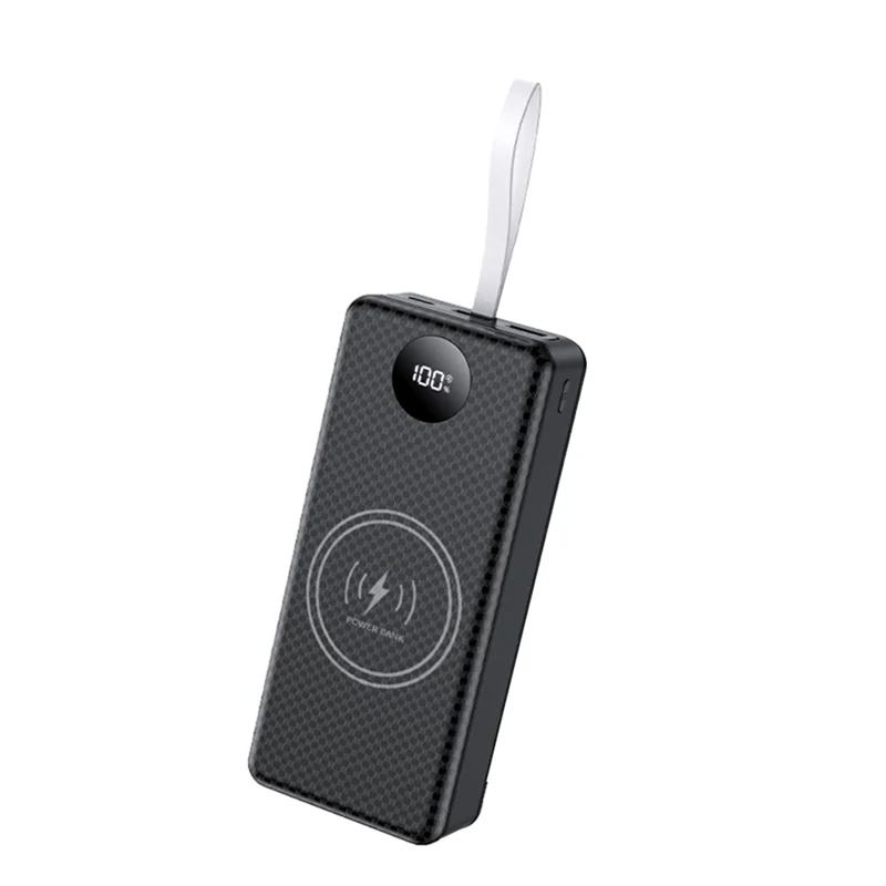 

Stylish-Fast Wireless Charging Holder Case Mobile Power Case Built In LED Flashlight Function Black