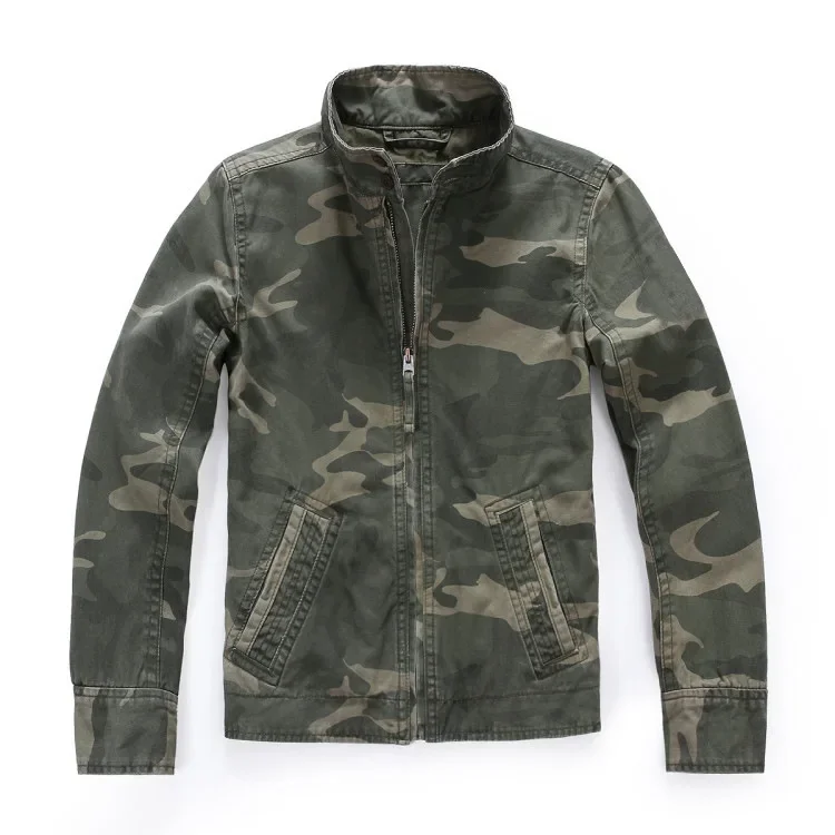 Autumn Winter Men Zip Up Denim Coat Oversize Xxxl Boys Camouflage Work Clothes Long Sleeve Casual Cotton Outerwear Jackets