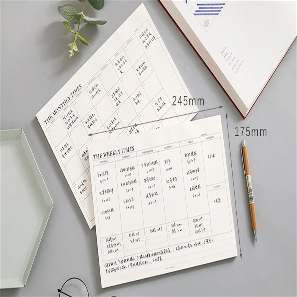 Daily Weekly Monthly Planner Notebook Journal Agenda Schedule Organizer To Do List Tearable Memo Pad Stationary Office Supplies