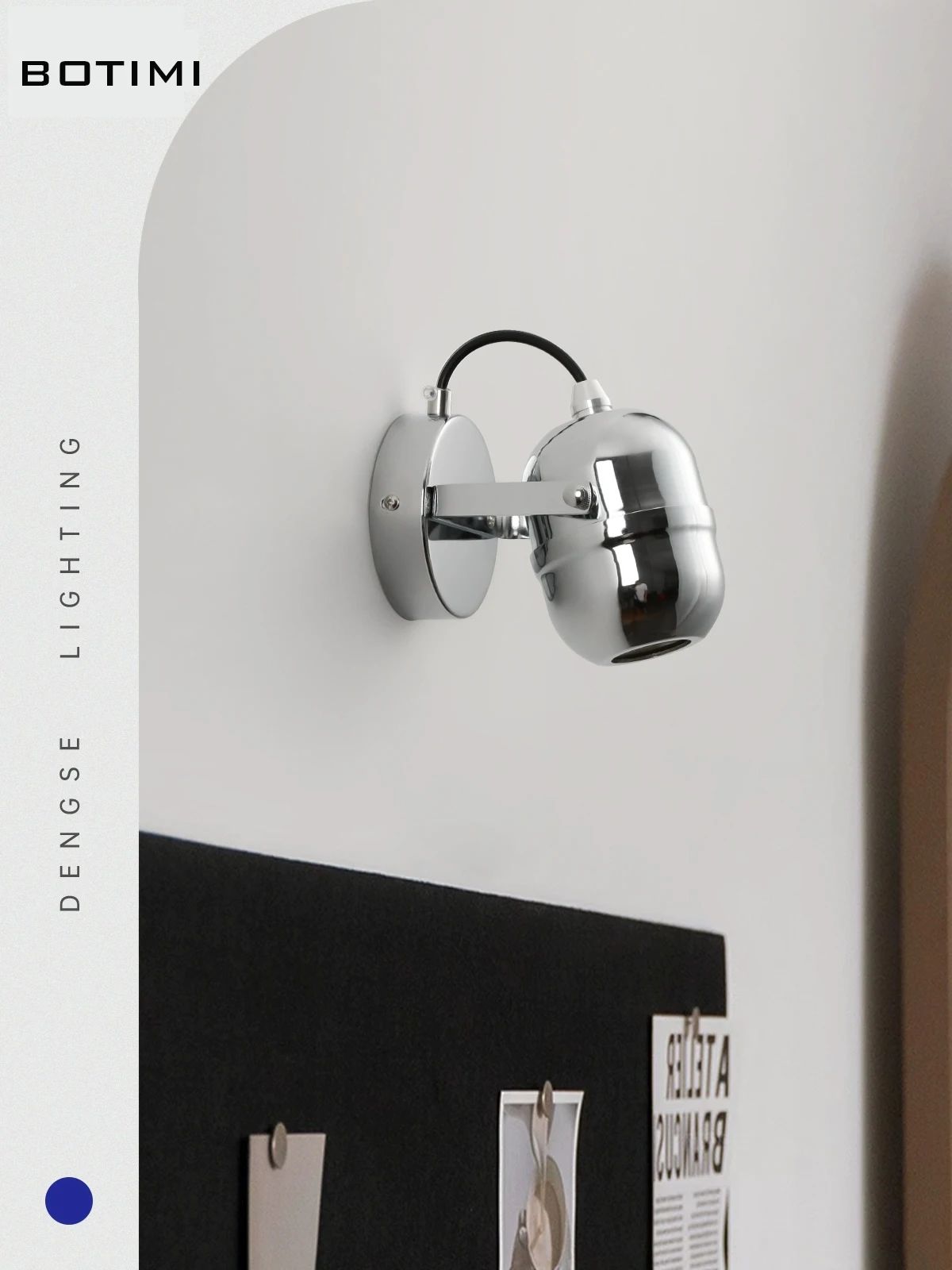 BOTIMI Modern Wall Lamp For Bedside Adjustable Aluminum Wall Sconce Background Wall Aisle Lights Home Deco Chrome Luminaire