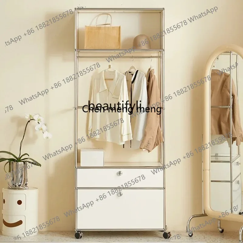 new Furniture Module Combination Wardrobe Simple Household Bedroom Multi-Functional Floor Wardrobe Metal Mobile Hanger ss 26
