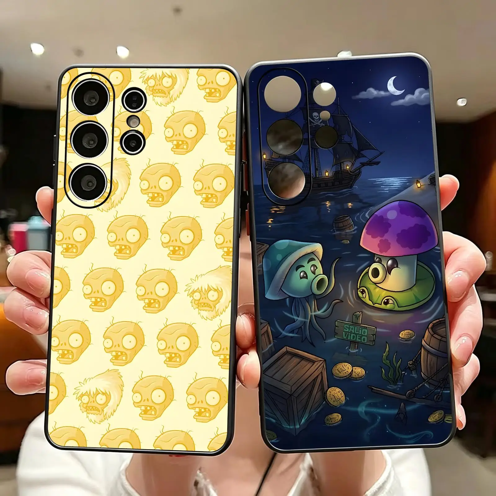HOT game P-Plants vs. Z-Zombies cool For Samsung S26 S25 S24 S23 S22 S21 S20 Ultra Note20 Soft black Shockproof Cover