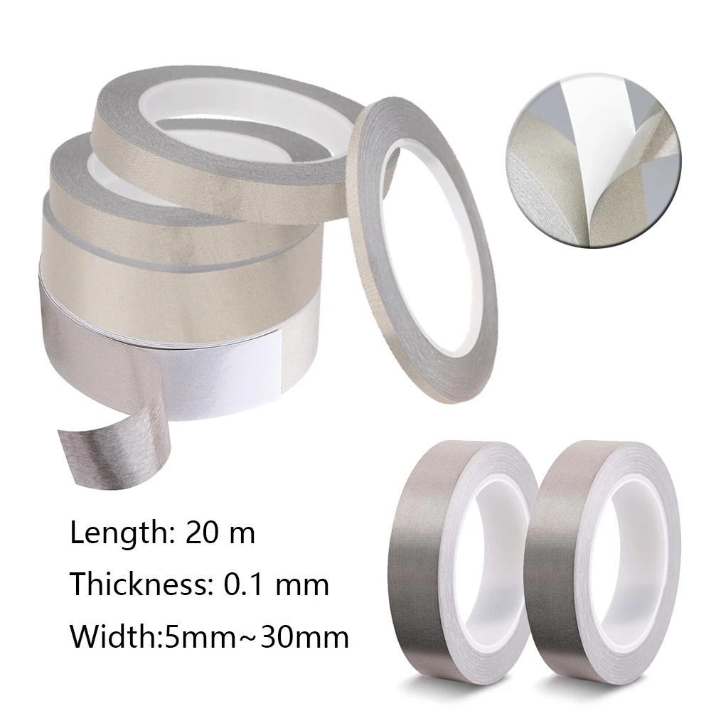 1pcs Tape Double Conductive Fabric Tape for Laptop Mobilephone LCD Repair EMI Shielding, RF Signal Blocking 20M