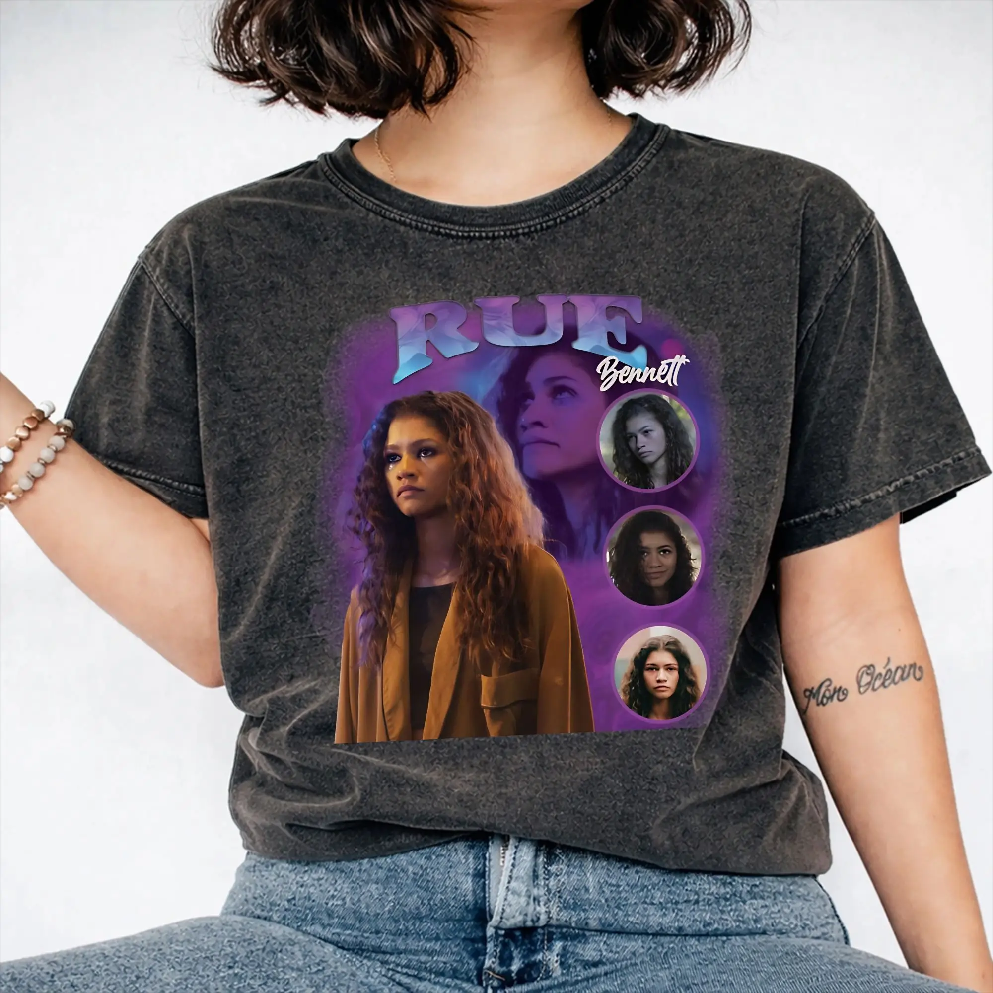 Ruby Rue Zendaya Outfit Washed T Shirts for Men Women Streetwear Hip Hop T-Shirts Graphic Printed  Tees Tops Short Sleeve