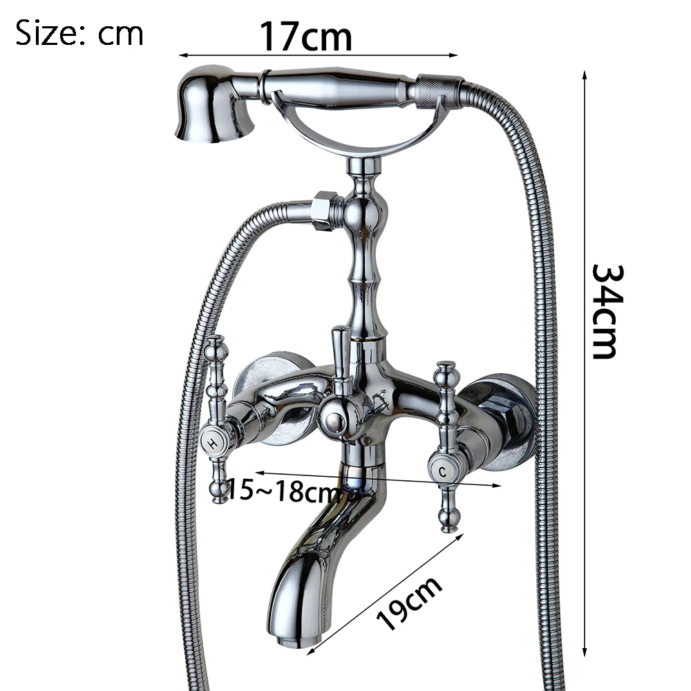 YANKSMART Chrome Bathtub Shower Faucet Set Wall Mounted Banheira Telephone Type With Handshower and Swivel Tub Spout Mixer Tap