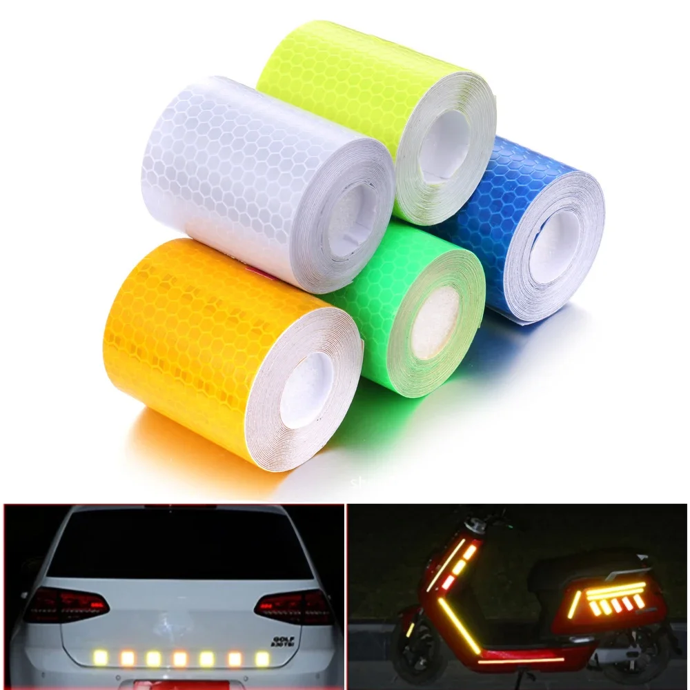 1M Car Sticker Reflective Warning Safety Tape Reflector Protective Car Decoration Sticker for Motorcycle Trucks Stickers