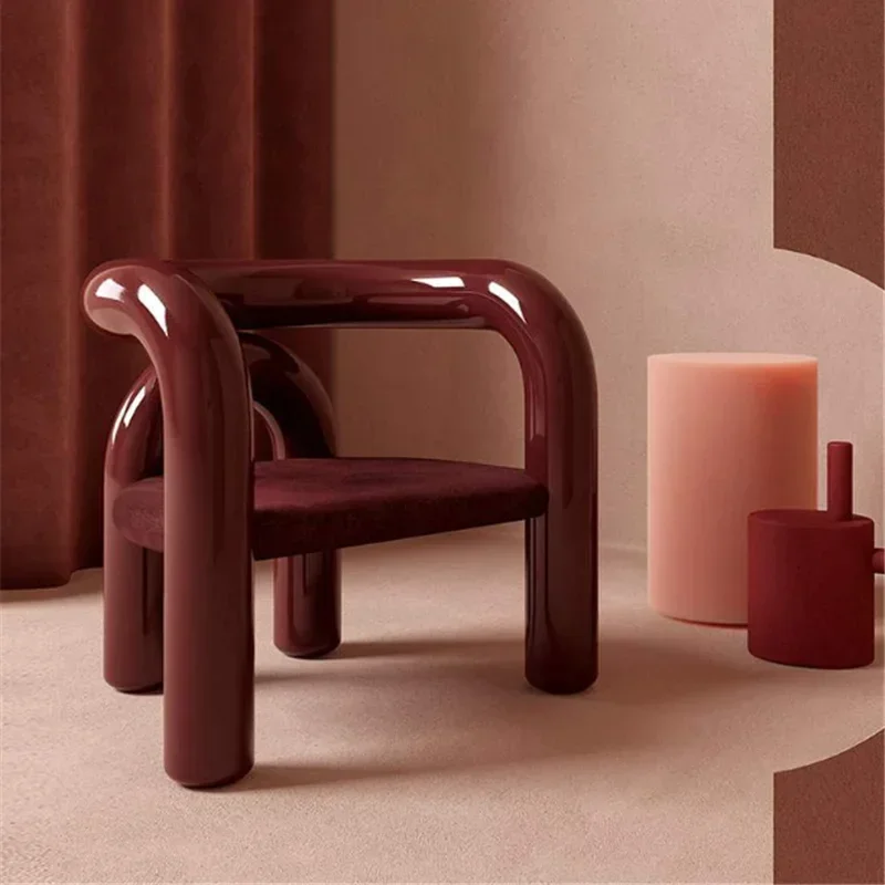 Light Luxury Designer FRP Elbow Special-Shaped Chair Water Pipe Curve Bar Armchair Electroplating U-Shaped Leisure Chair