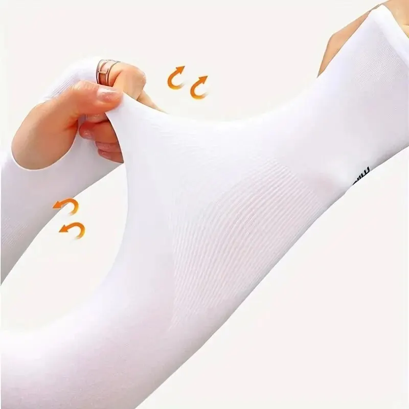 1 Pair of Women\'s Ice Silk Arm Sleeve Sports Sleeve Sun Protection Hand Cover Cooling Gloves For Running Fishing Bike