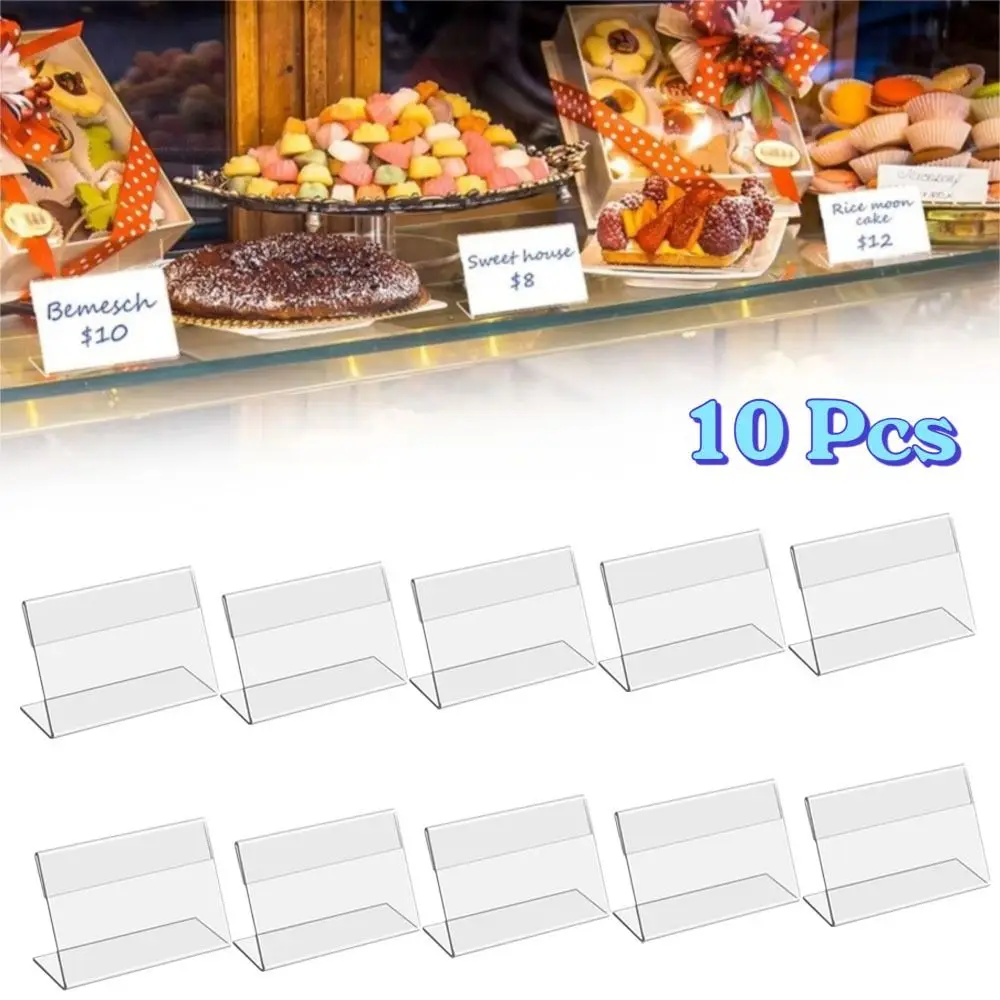 10Pcs New Acrylic Small Label Holder Clear Mini Size Card Holder L Shape Sign Card Stand
