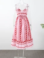 Pink Printed Wrap Maxi Dress Sleeveless Backless V Neck Hollow Out Casual Summer Long Dresses 2026 New Elegant Vacation Robe - Image 5