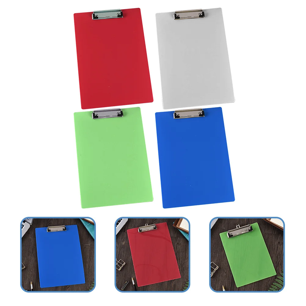 4 قطعة الحافظة المحمولة البلاستيك لوح كتابة لمكتب المدرسة استخدام متعدد الوظائف منظم الملفات وثيقة كليب القرطاسية