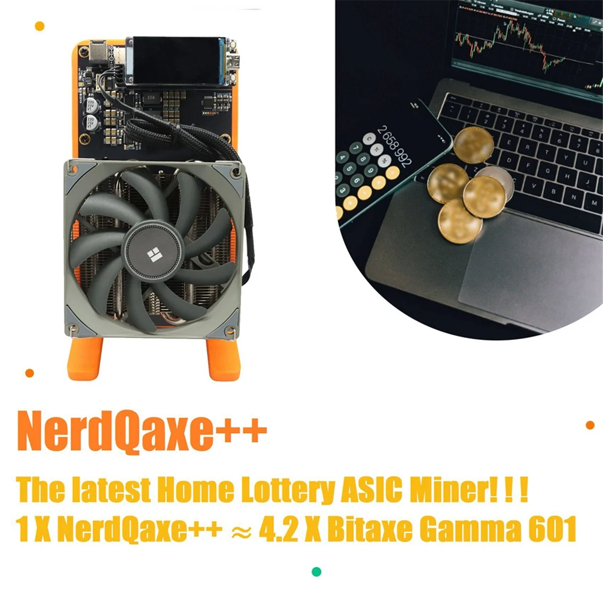 

ABAN NerdQaxe++ BTC Solo Miner 4,8T-5TH/S 80 Вт 4XBM1370 ASIC-чип с открытым исходным кодом Bitcoin Crypto Miner Silent Miner UK PLUG