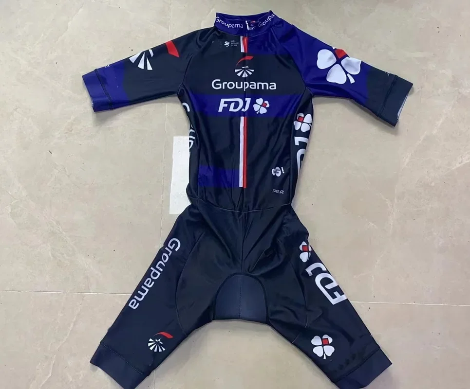 

Комбинезон LASER CUT Skinsuit 2024 GROUPAMA FDJ, голубое боди для команды, короткое Велосипедное трикотажное боди, велосипедная одежда