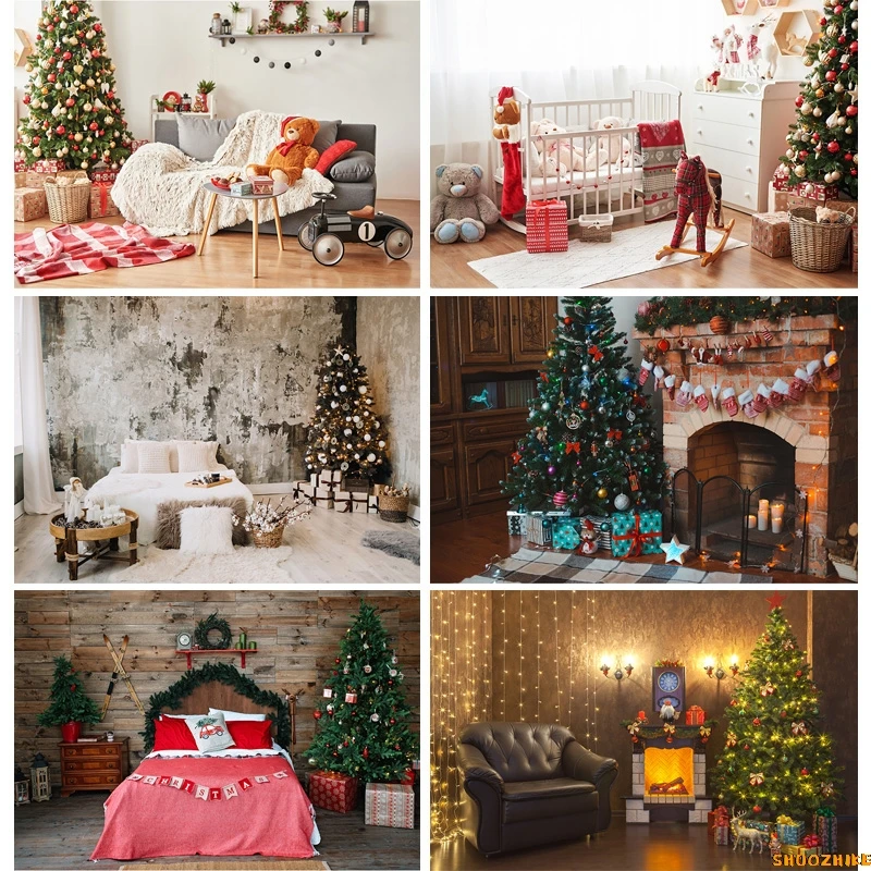 

SHUOZHIKE Thin Cloth Christmas Day Photography Backdrops Prop Christmas Tree Festival Theme Photo Studio Background SHT-03