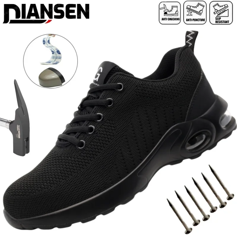 

Air Cushion Men Work Safety Shoes Anti-puncture Working Sneakers Male Indestructible Lightweight Men Shoes Safety Boots