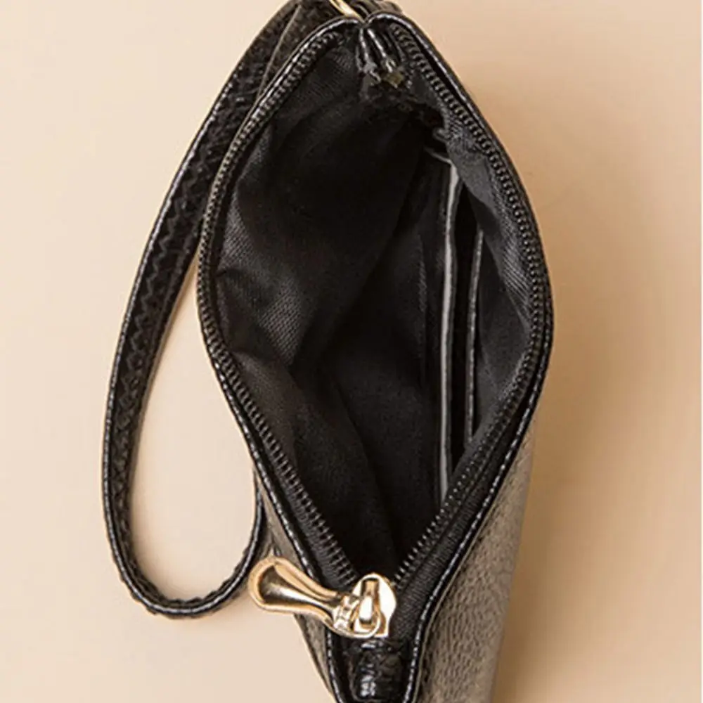 Fashion Design Korean Style Lichee Pattern Zipper Coin Purse Solid Color Wallet Small Item Bag Coin Purse PU Women