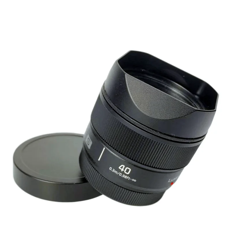 Design für Panasonic LUMIX S 40mm F2 L-Mount – quadratische Objektivblende aus Metall zum Einschrauben mit kostenloser Metallkappe