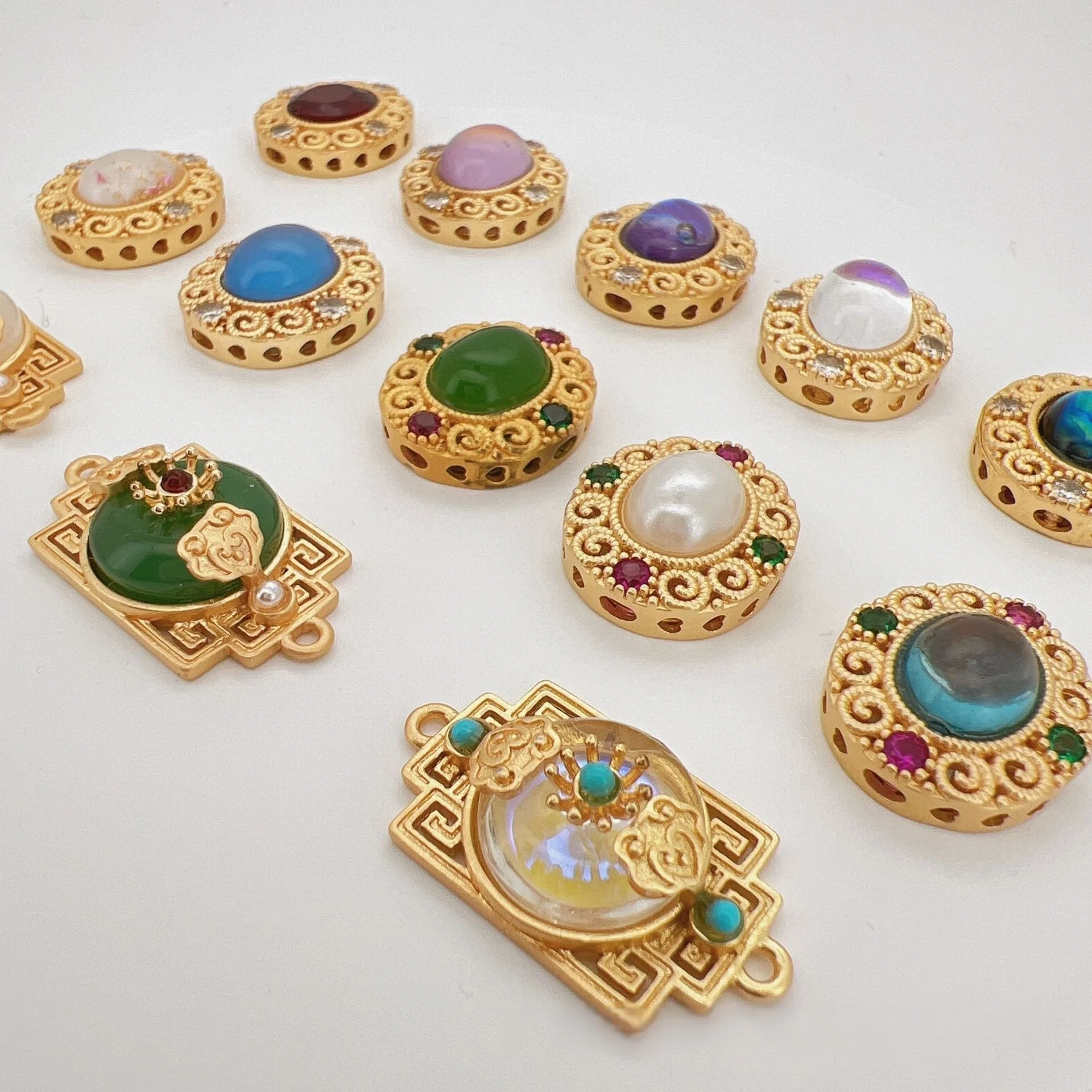 7 Pieces Copper Plated Zirconia Sand Gold Spacer Beads Diy Beads Bracelet Necklace Jewellery Accessories Materials Wholesale