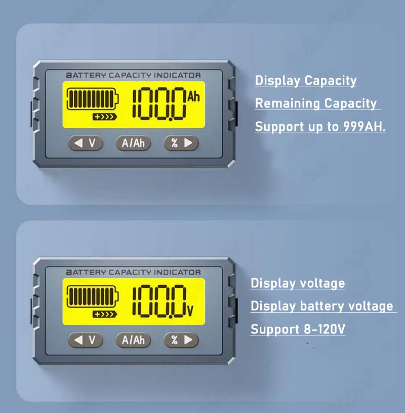Imagem -02 - Carro Elétrico Shunt Coulomb Medidor Capacidade da Bateria de Lítio Power Display Volt dc 12v 24v 36v 48v Bms Liion Acidificado ao Chumbo Monitor