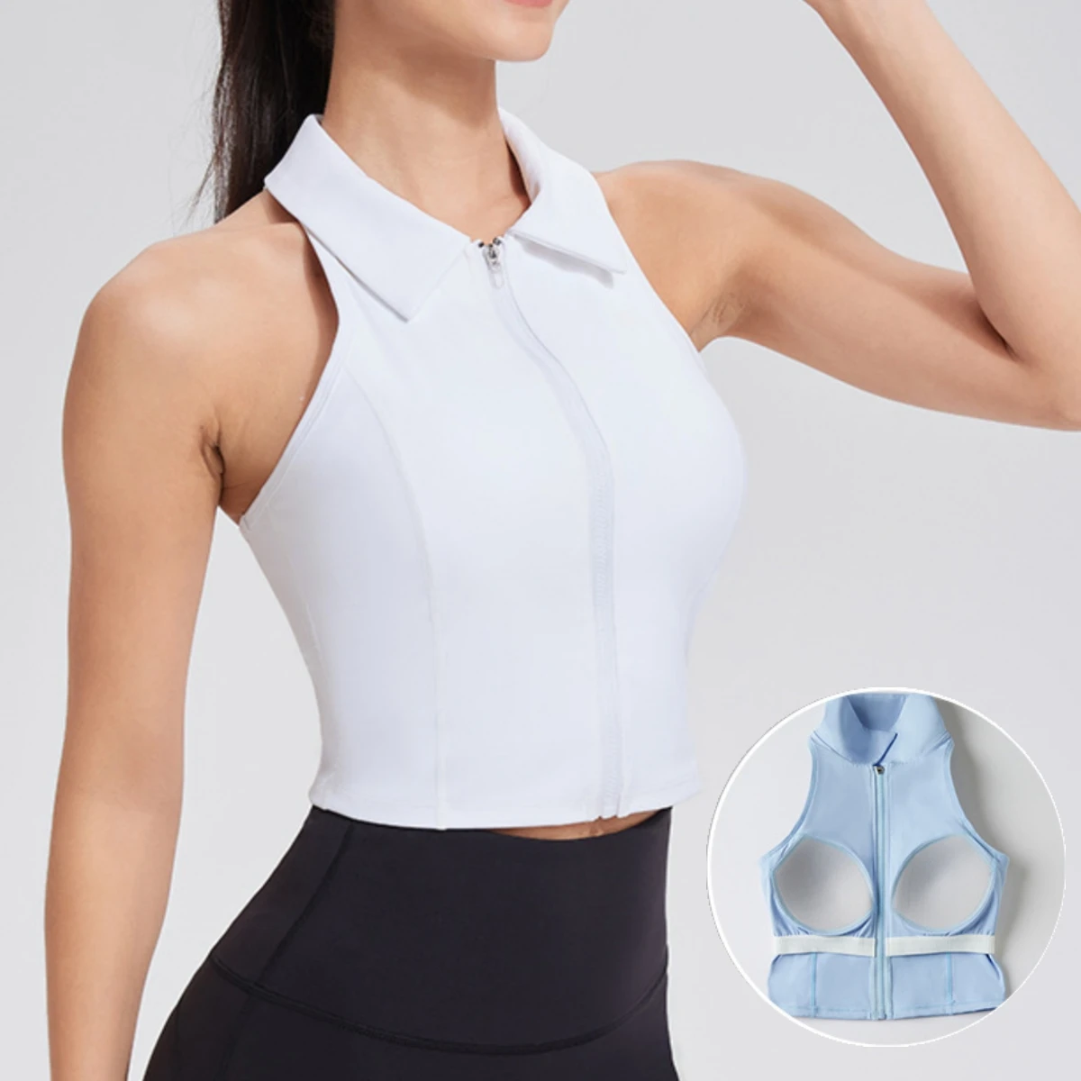 

Women Sleeveless Athletic Tank Tops Shirts Full Zip Up T Shirt Slim Fit Yoga Running tennis Sports Tee Shirts Sleeveless Blouse