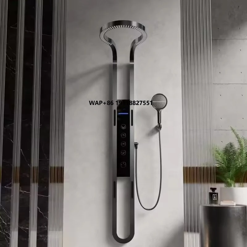 

Multifunctional LED Shower Panel Single Handle Waterfall Column with Ceramic Valve Rainfall Bathroom Shower Set for Hotels